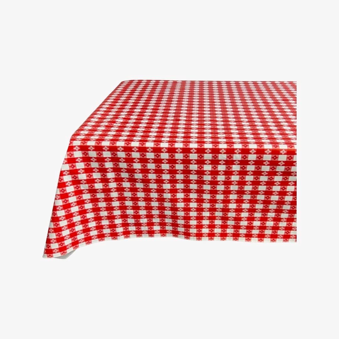 11-11.jpg Classic Red Tavern Check, Flannel Backed, Vinyl Tablecloth - Image 1