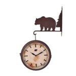 NIKKY HOME Bear Clock Double Sided Wall Clock Decor Farmhouse