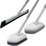 Shower Scrubber with Floor Squeegee, 3 in 1 Shower Cleaning Brush