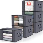 6 Pack Clothes Storage, Foldable Blanket Storage Bags
